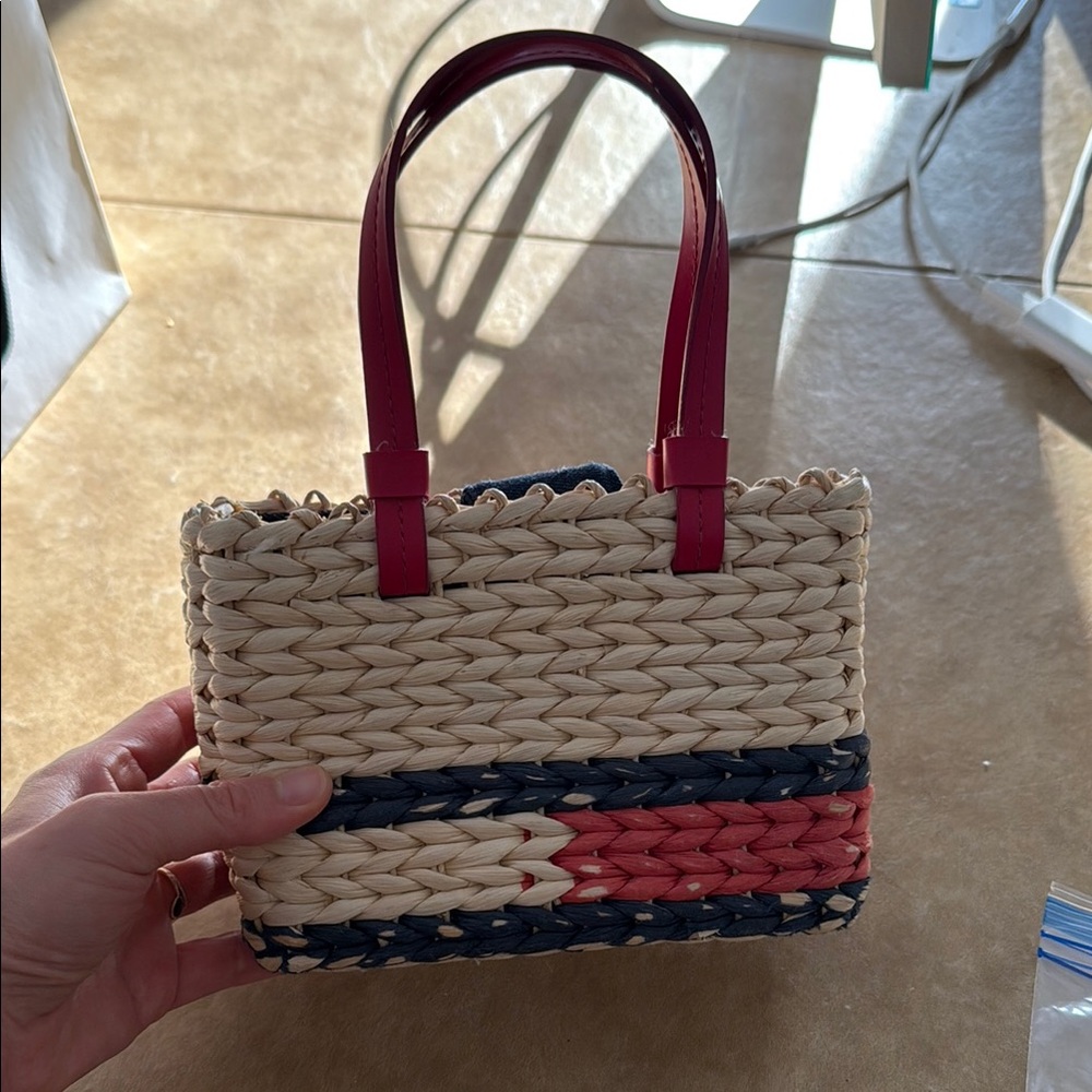 Tommy Woven Hilfiger Handbag with Red and Blue Accents